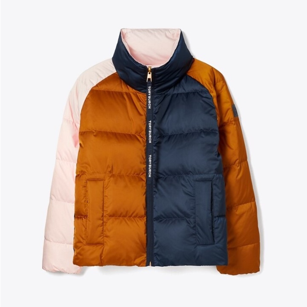 Tory Burch Reversible Colorblock Down Puffer Jacket